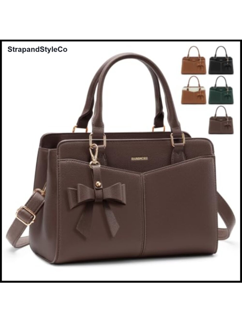 PU Leather Satchel Purse Structured Work Handbag Crossbody